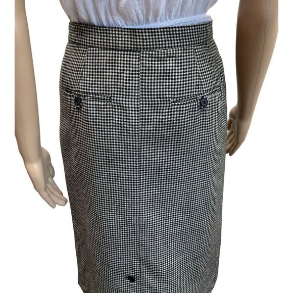 Giorgio Sant'Angelo Classy Merino Wool Gingham Pattern A-Line Skirt 6 - Picture 5 of 7